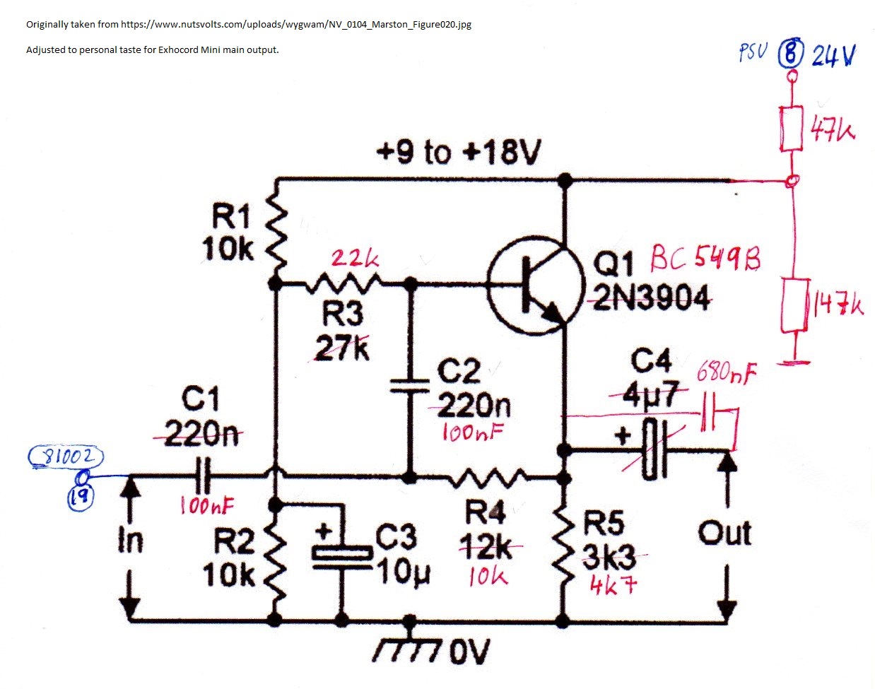 Echocord Mini rumble filter schematic